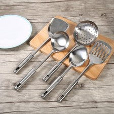 5x Juego de utensilios de cocina multifuncionales cucharas de acero inoxidable espátula NUEVO