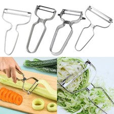 Práctico pelador de acero inoxidable con amplia apertura para manipular grandes P