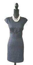 Vestido Antonio Melani Tia 4 Negro Plata Midi Cuentas Social Mujer Funda S NUEVO
