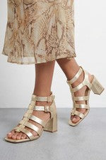 Sandalias de tacón Faith doradas para mujer ropa de día tacones