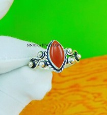 Anillo de regalo hecho a mano de plata de ley 925 con piedras preciosas de cornalina talla 5 a 13 de EE. UU.