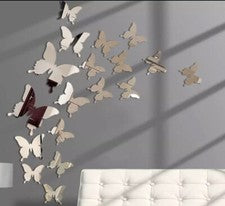Pegatina de pared de mariposa 3D espejo plateado 12 piezas decoración del hogar pegatina de mariposa