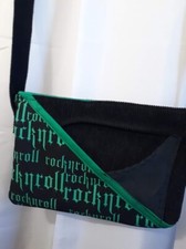 Nuevo ROCK N ROLL Bandolera Bolso Negro Verde Brillante Punk Rave Grunge Hippie