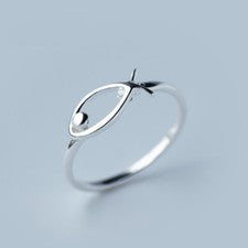 Anillo mujer pez plata de ley 925 tamaño ajustable 51 52