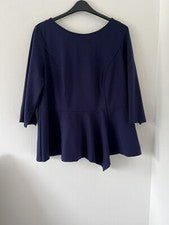 Top Mujer Azul Marino Diseño Asimétrico Material Elástico Talla UK 20 Nuevo