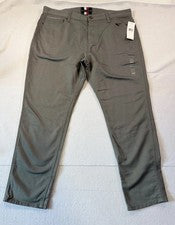 Tommy Hilfiger Hombres Talla 38X30 Pantalones Flex Slim Recto Rendimiento Gris