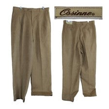 NUEVO Pantalones Ossine Le Collezioni Micro Gamuza Sin Acabar Plisados Beige Caqui 38X37