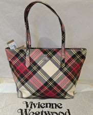 Bolso de Hombro Vivienne Westwood Tartán Cuadros Nuevo Exposición Correas Grandes Nuevo