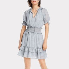 Nuevo con etiquetas Vestido Lini Meredith Mujer S Azul Hielo Calado Volantes Boho Cottage Chic