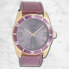 Oozoo Unisex Reloj de Pulsera Mujer Vintage Series Análogo Cuero Pastel Púrpura