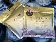 Mascarilla facial Sakura & Retinol de Japón | 30 hojas (2 paquetes) | Cuidado antienvejecimiento
