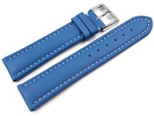 Correa de reloj de cuero auténtico liso azul wN 18mm 20mm 22mm 24mm 26mm 28mm