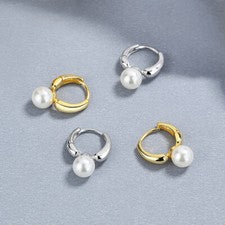 Pendientes mujer niña criollos con perla plata de ley 925