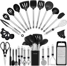 Juego utensilios cocina silicona 33 piezas gadgets y espátulas acero inox