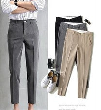 Pantalones Para Hombre Ajustados Rectos Traje Pantalones Negocios Informales Estilo Coreano Plus Moda