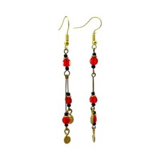 Pendientes africanos de alambre de latón hechos a mano - Pendientes rojos - Joyería africana única