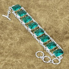 Pulsera de piedras preciosas de apatita creada en laboratorio plata de ley 925 solitario joyería regalo