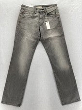 Pantalones de mezclilla elásticos grises Warp + Weft ORD Chicago rectos Warp para hombre 28x32 nuevos con etiquetas