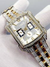 $695 [Nuevo] Reloj para hombre Bulova Tank cristal esfera cronógrafo tono oro amarillo 35 mm