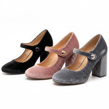 Mujeres Damas Mary Janes Grueso Tacón Medio Bloque Zapatos Informales Vestido Bombas Reino Unido 4-8