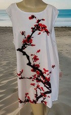 Vestido sin mangas de verano con flor de cerezo para mujer talla 2XL