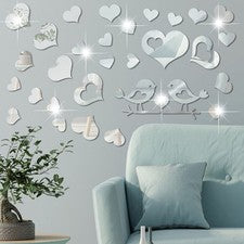 Pegatina de pared espejo para decoración del hogar pegatinas dormitorio amor corazón