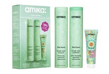 Champú, acondicionador y mascarilla reparadora Amika The Kure Strength - Juego de caja de lavado + cuidado