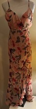 Moda Nova Para Mujer Rosa Floral Sexy Pierna Acanalada Volantes Barbie Núcleo Talla M