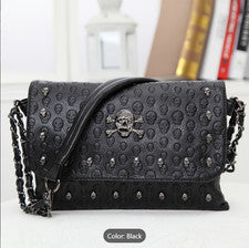 Bolso de hombro con calavera gótica para mujeres - Bolso de mano bandolera remache negro
