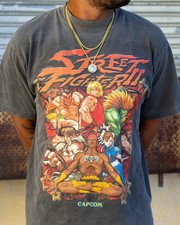 Street Fighter II 90s Estilo Básico Carbón Camiseta Remake Unisex S-5XL