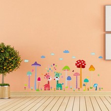 Pegatinas de pared coloridas de jirafa para decoración del hogar de habitaciones infantiles dibujos animados