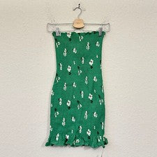 Mini Vestido REFORMATION Chantilly Para Mujer Talla S Verde Floral Sin Tirantes Bodycon Nuevo con Etiquetas