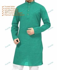 Ropa india sólida camisa de moda para hombre vestido indio corto de algodón K...