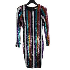 Vestido mujer allyson moda multicolor lentejuelas cuello redondo talla pequeña