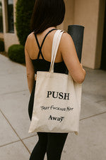 Bolso de Mano Unisex 100% Algodón Yoga Market Playa Push That Fu*&ing Mat Away