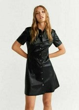 Elegante ropa de fiesta de diseñador de cuero de cordero suave genuino para mujer