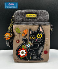 BOLSO BANDOLERA BOLSO NEGRO GATO GATITO CELULAR GRIS CÁLIDO CHALA
