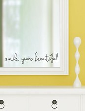 SMILE YOU'RE BEAUTIFUL vinilo calcomanía de pared pegatina baño decoración bañera hogar espejo 2