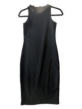 Vestido midi Nova Adaline de moda para mujer pequeño negro acanalado ceñido al cuerpo nuevo con etiquetas