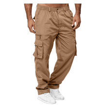 Para hombres Moda Informal Multi-bolsillo Suelto Mono Recto Fitness Pantalones Pantalones