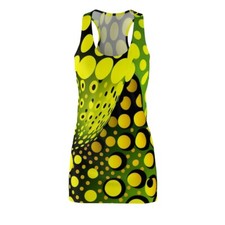 Vestido para mujer espalda deportiva estampado por todas partes lunares psicodélicos colorido divertido retro