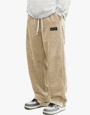 Pantalones ligeros informales de pana para hombre calce holgado - caqui - M