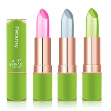 Petansy 3 Paquetes Lápiz Labial Aloe Vera, Hidratante Labial Larga Duración 3 Colores/Juego