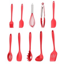Utensilio cocina acero inoxidable 10 Utensilios Cocina silicona rojo