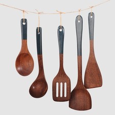Juego de utensilios ecológicos cuchara de madera resistente a los arañazos cocina pala vajilla