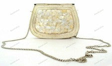 Bolso de mano de moda para mujer Mother of Pearl Gold Look bolso sin asas de ...