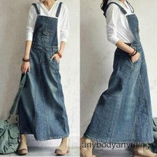 Maxi vestidos largos de mezclilla sueltos de longitud completa de moda para mujer