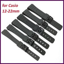 Correa de reloj negra universal de resina de silicona 12/14/16/18/20/22 mm para Casio