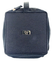 Bolsa de tocador de belleza negra Dior estuche de viaje doble cremallera 6" x 6" x 4"