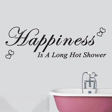 Pegatina de Pared 25*75cm Hágalo Usted Mismo Decoración La Felicidad Es Una Larga Ducha Caliente Decoración del Hogar
